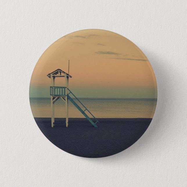 Beach Tower Sunset 6 Cm Round Badge (Front)