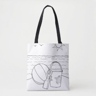 Beach Toys Adult Colouring Full Tote Bag