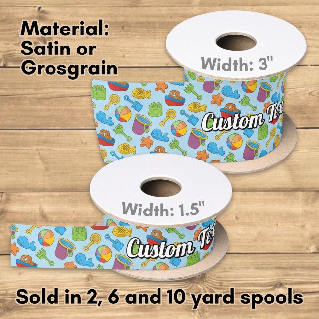 Beach Toys Icons Pattern Satin Ribbon (Creator Uploaded)