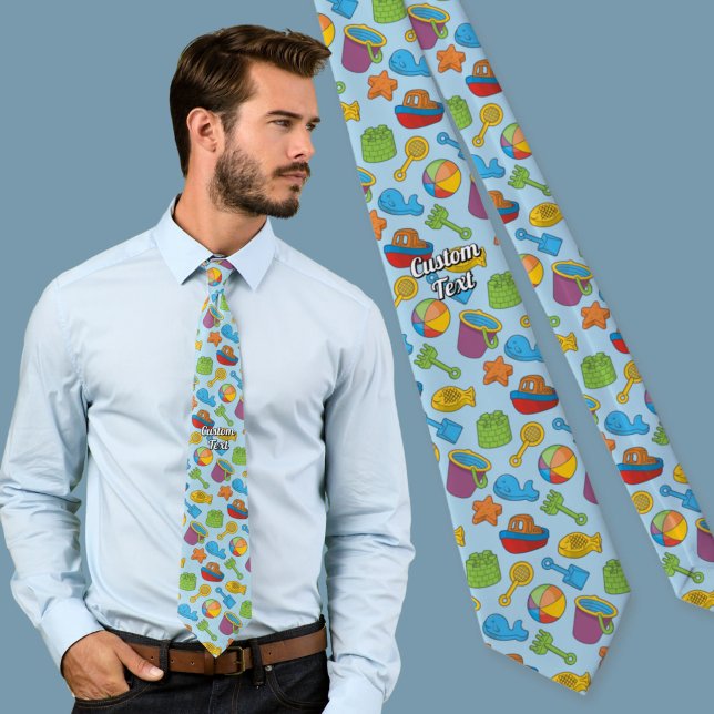 Beach Toys Icons Pattern Tie (Creator Uploaded)