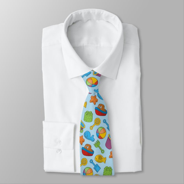 Beach Toys Icons Tie (Tied)