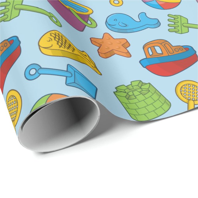 Beach Toys Icons Wrapping Paper (Roll Corner)