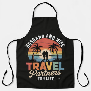 Beach Travelling - Husband and Wife Travel Partner Apron