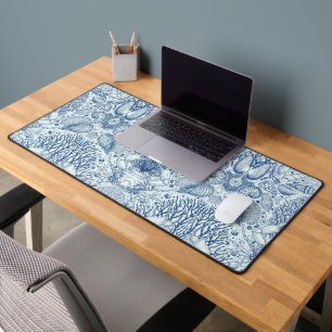 Beach treasures in blue desk mat
