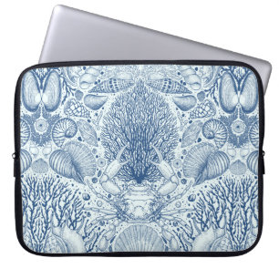 Beach treasures in blue laptop sleeve