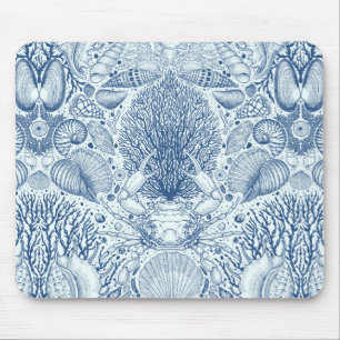 Beach treasures in blue mouse mat
