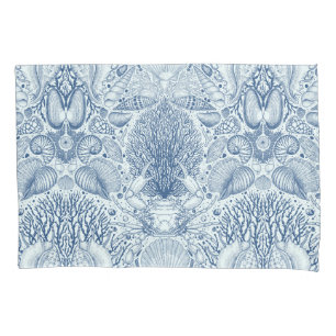 Beach treasures in blue pillowcase
