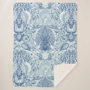 Beach treasures in blue sherpa blanket