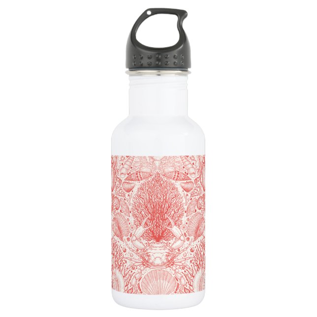Beach treasures in coral red 532 ml water bottle (Front)