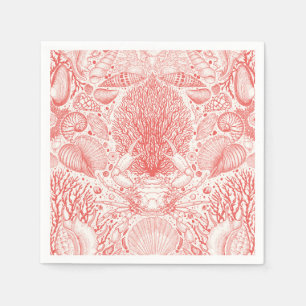 Beach treasures in coral red napkin