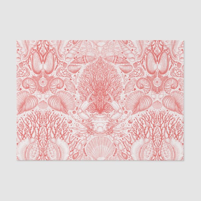 Beach treasures in coral red tissue paper (Front)