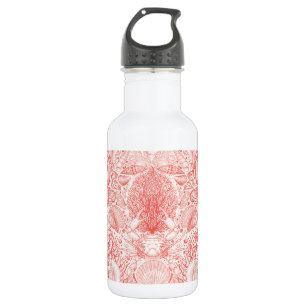 Beach treasures, seashells, crab, corals and seawe 532 ml water bottle
