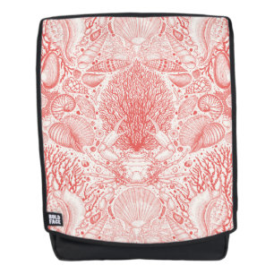 Beach treasures, seashells, crab, corals and seawe backpack