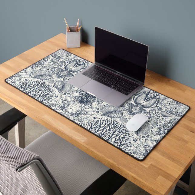 Beach treasures, seashells, crab, corals and seawe desk mat (Office 2)