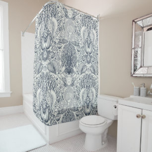 Beach treasures, seashells, crab, corals and seawe shower curtain