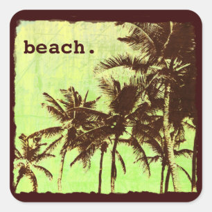 beach - tropic palms square sticker