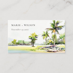 Beach Tropical Coastal Palm Trees Wedding Website Enclosure Card