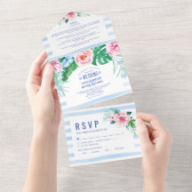 Beach Tropical Floral Summer Watercolor Wedding