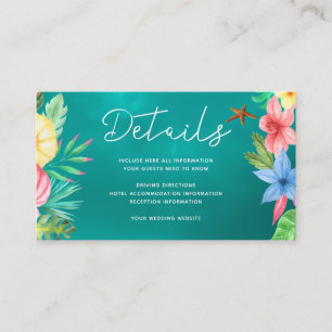 Beach tropical Hawaiian wedding guest details Enclosure Card
