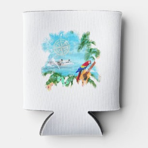 Beach Tropical Music Can Cooler