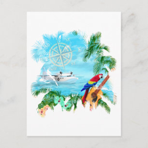 Beach Tropical Music Postcard