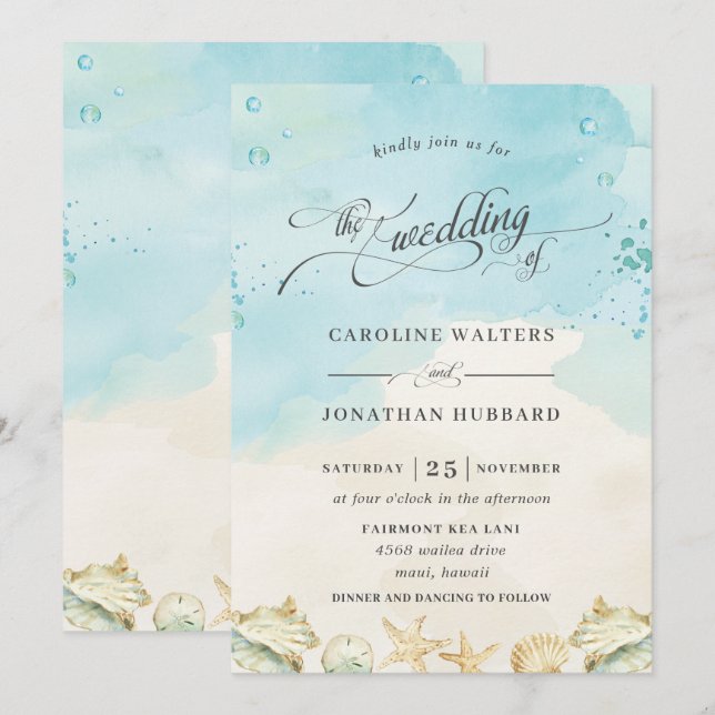 Beach Tropical Ocean Destination Wedding Invitation (Front/Back)
