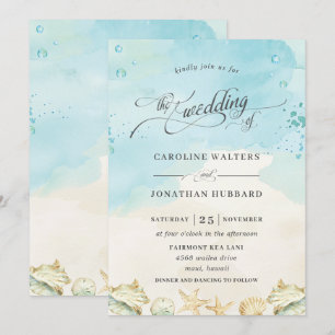 Beach Tropical Ocean Destination Wedding Invitation
