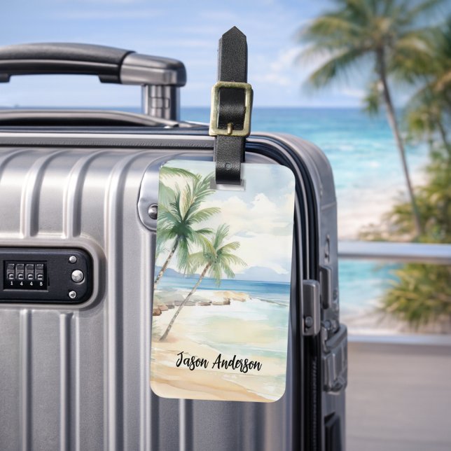 Beach tropical ocean vacation luggage tag (Creator Uploaded)