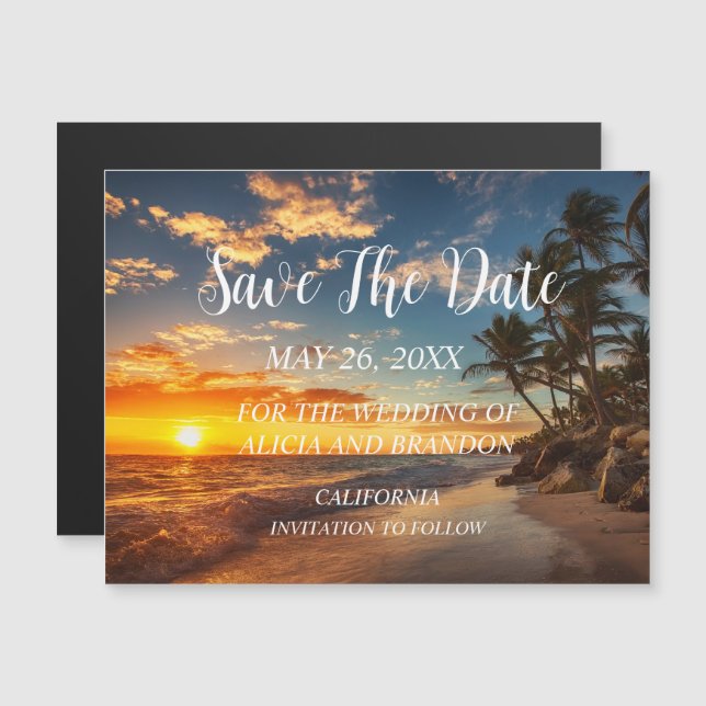 Beach Tropical Ocean Weddings Modern Waves Magnet (Front/Back)