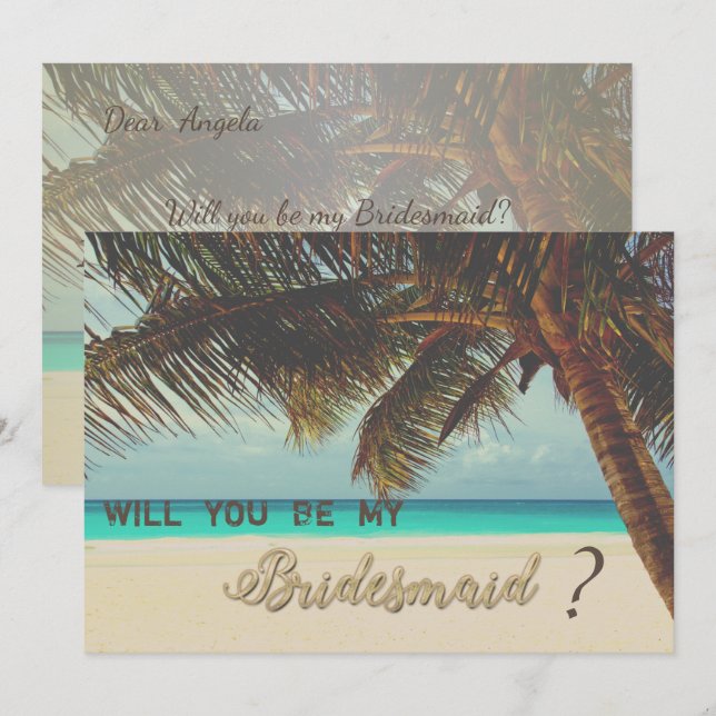 Beach Tropical,Palm Bridesmaid Card (Front/Back)