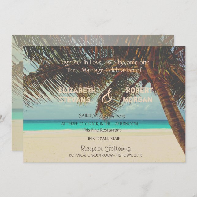 Beach Tropical,Palm Invitation (Front/Back)
