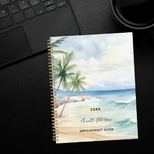 Beach tropical palm trees waves 2025 planner