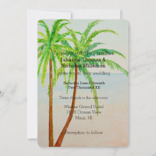 Beach Tropical Palm Trees Wedding Invitation