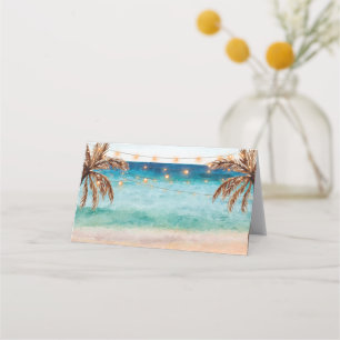 beach tropical palm trees wedding party place card