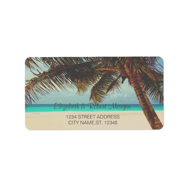 Beach Tropical,Palm  Wedding Label (Front)