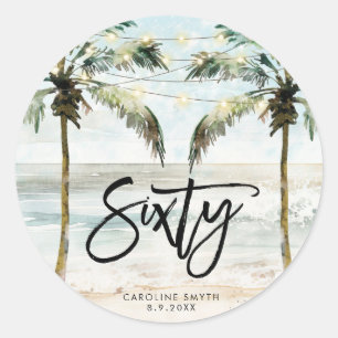 beach tropical palms 60th birthday sticker