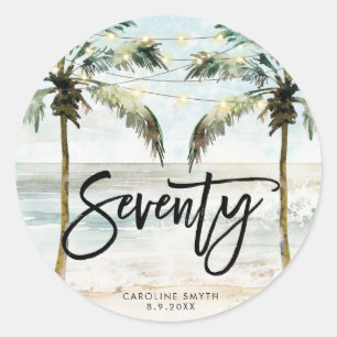 beach tropical palms 70th birthday sticker