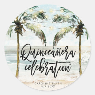 beach tropical palms quinceanera sticker
