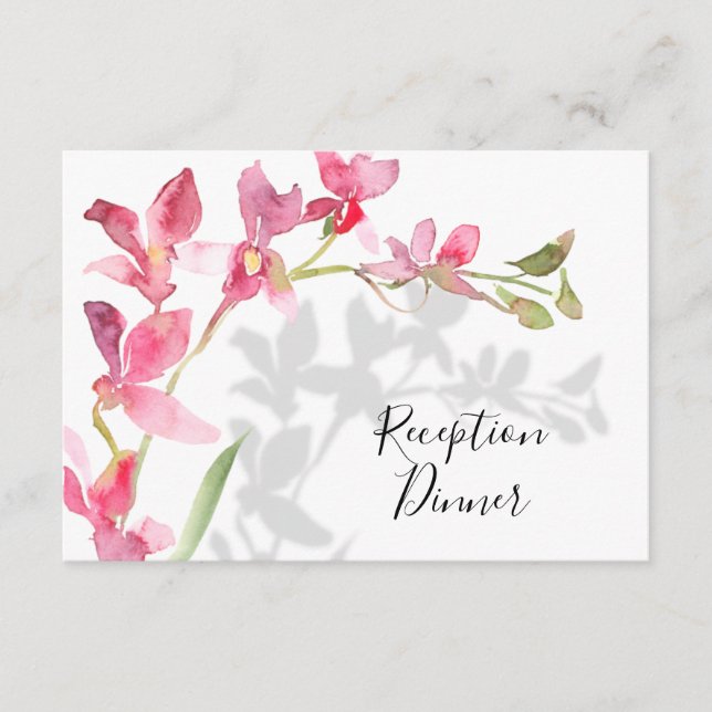 Beach Tropical Pink Floral Shadow Recept Dinner Enclosure Card (Front)
