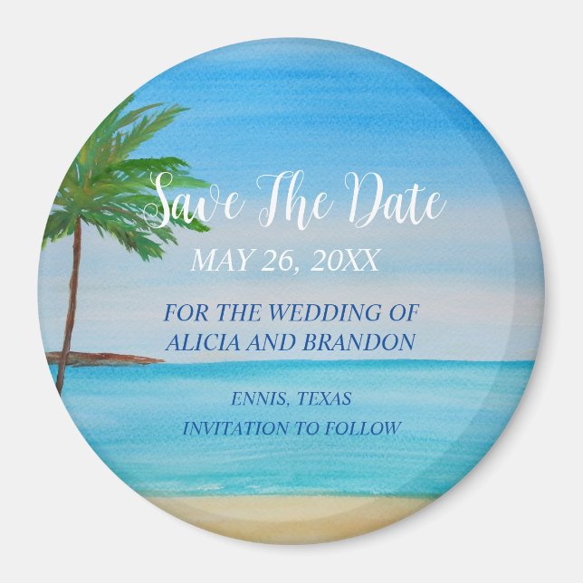 Beach Tropical Sand Weddings Modern Waves Magnet (Front)