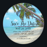 Beach Tropical Sand Weddings Modern Waves Magnet<br><div class="desc">Tropical,  beach,  simple,  waves,  destination,  palm trees,  elegant,  modern Wedding,  Save the Date magnet. You can personalise it with your details.</div>