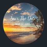 Beach Tropical Sand Weddings Modern Waves Magnet<br><div class="desc">Tropical,  beach,  simple,  waves,  destination,  palm trees,  elegant,  modern Wedding,  Save the Date magnet. You can personalise it with your details.</div>