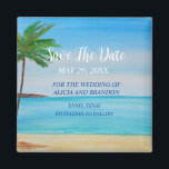 Beach Tropical Sand Weddings Modern Waves Magnet<br><div class="desc">Tropical,  beach,  simple,  waves,  destination,  palm trees,  elegant,  watercolor,  modern Wedding,  Save the Date magnet. You can personalise it with your details.</div>