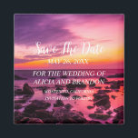 Beach Tropical Sand Weddings Modern Waves Magnet<br><div class="desc">Tropical,  beach,  simple,  waves,  destination,  palm trees,  elegant,  modern Wedding,  Save the Date magnet. You can personalise it with your details.</div>