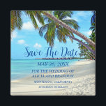 Beach Tropical Sand Weddings Modern Waves Magnet<br><div class="desc">Tropical,  beach,  simple,  waves,  destination,  palm trees,  elegant,  modern Wedding,  Save the Date magnet. You can personalise it with your details.</div>