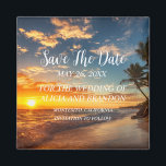 Beach Tropical Sand Weddings Modern Waves Magnet<br><div class="desc">Tropical,  beach,  simple,  waves,  destination,  palm trees,  elegant,  modern Wedding,  Save the Date magnet. You can personalise it with your details.</div>