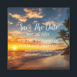 Beach Tropical Sand Weddings Modern Waves Magnet<br><div class="desc">Tropical,  beach,  simple,  waves,  destination,  palm trees,  elegant,  modern Wedding,  Save the Date magnet. You can personalise it with your details.</div>