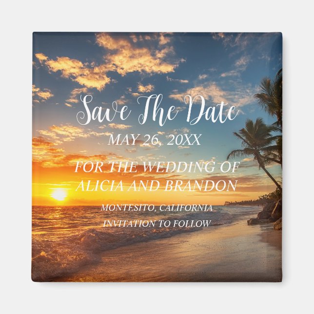 Beach Tropical Sand Weddings Modern Waves Magnet (Front)