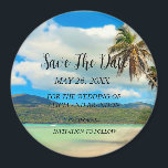 Beach Tropical Sand Weddings Modern Waves Magnet<br><div class="desc">Tropical,  beach,  simple,  waves,  destination,  palm trees,  elegant,  modern Wedding,  Save the Date magnet. You can personalise it with your details.</div>