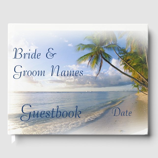 Beach Tropical Seaside Wedding or Shower Guestbook (Front)